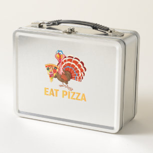 TURKEY EAT PIZZA Shirt Adult Vegan Kids Funny Than Metal Lunch Box