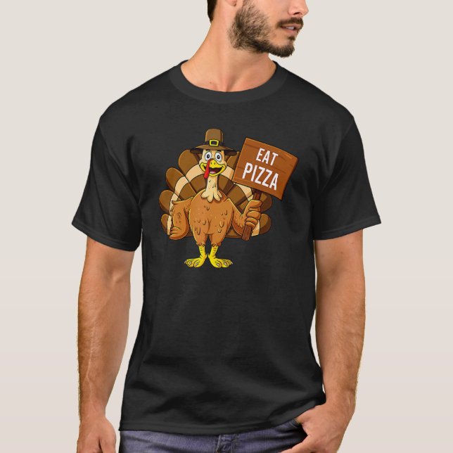 Turkey Eat Pizza Thanksgiving  Boys Girls Kids 2 T-Shirt (Front)