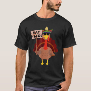 Turkey Eat tacos Adult Vegan Kids Thanksgiving T-Shirt