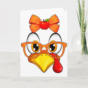 Turkey Face Apple Coquette Fall Thanksgiving Costu Card