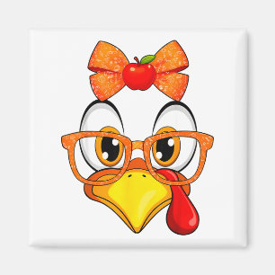 Turkey Face Apple Coquette Fall Thanksgiving Costu Magnet