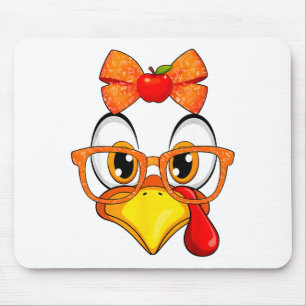 Turkey Face Apple Coquette Fall Thanksgiving Costu Mouse Pad