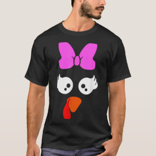 Turkey Face Bow Eyelashes Funny Halloween Thanksgi T-Shirt