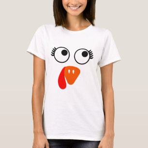 Turkey Face Eyelashes Halloween Thanksgiving Funny T-Shirt