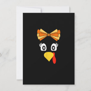 Turkey Face Girl Retro Bow Friendsgiving Thanksgiv Invitation