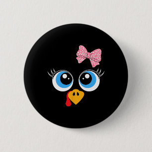 Turkey Face Girl Thanksgiving Costume Kids Toddler 6 Cm Round Badge