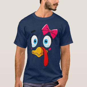 Turkey Face Girl Thanksgiving Costume Kids Toddler T-Shirt