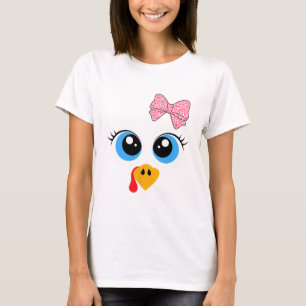 Turkey Face Girl Thanksgiving Costume Kids Toddler T-Shirt