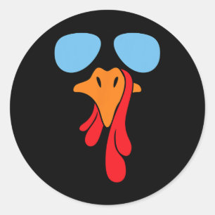 Turkey Face Gles Halloween Thanksgiving Costume Co Classic Round Sticker