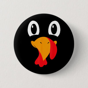 Turkey Face Kids Funny Halloween Thanksgiving 6 Cm Round Badge