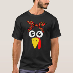Turkey Face Leopard Bandanna Thanksgiving Costume  T-Shirt