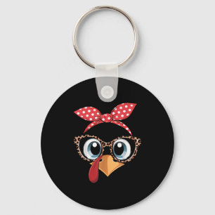 Turkey Face Leopard Headband Thanksgiving Pilgrim Key Ring