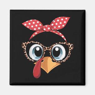 Turkey Face Leopard Headband Thanksgiving Pilgrim Magnet