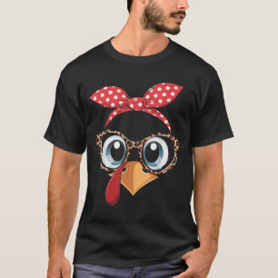 Turkey Face Leopard Headband Thanksgiving Pilgrim T-Shirt