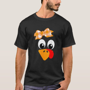 Turkey Face Orange Plaid Ribbon Running Trot T-Shirt
