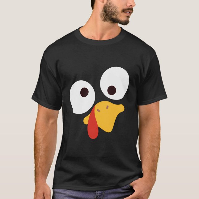 Turkey Face Pilgrim Costume Funny Thanksgiving Gif T-Shirt (Front)
