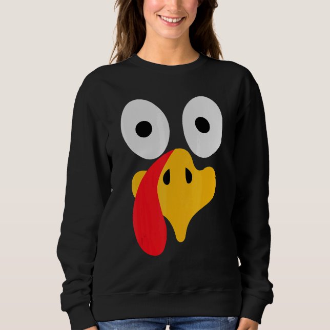 Turkey Face Pilgrim  Thanksgiving Costume Sweatshirt (Front)