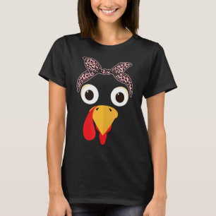 Turkey Face Pink Headband Running Pilgrim Trot Tha T-Shirt