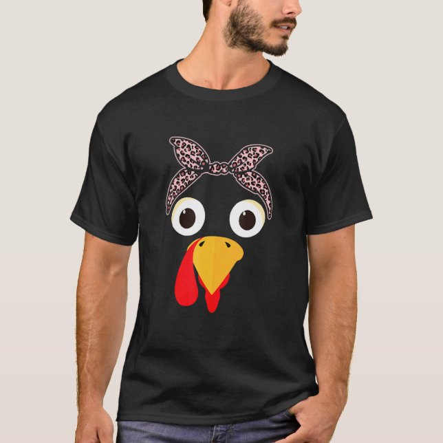 Turkey Face Pink Headband Running Pilgrim Trot Tha T-Shirt (Front)