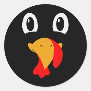 Turkey Face Tees Kids Funny Halloween Thanksgiving Classic Round Sticker