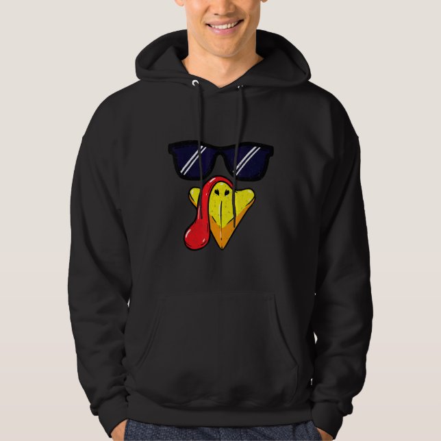 Turkey Face Thanksgiving Day Pilgrim Trot Costume Hoodie (Front)