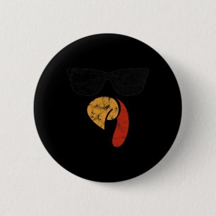 Turkey Face Thanksgiving Day Piligrim Gifts Trot L 6 Cm Round Badge