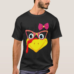 Turkey Face  Thanksgiving Outfit For Kids Girls Wo T-Shirt