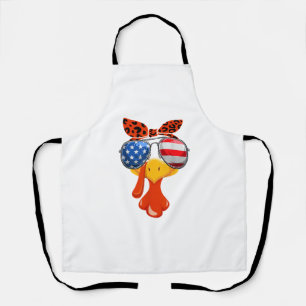 Turkey Face Thanksgiving Women Girls Flag Sunglass Apron
