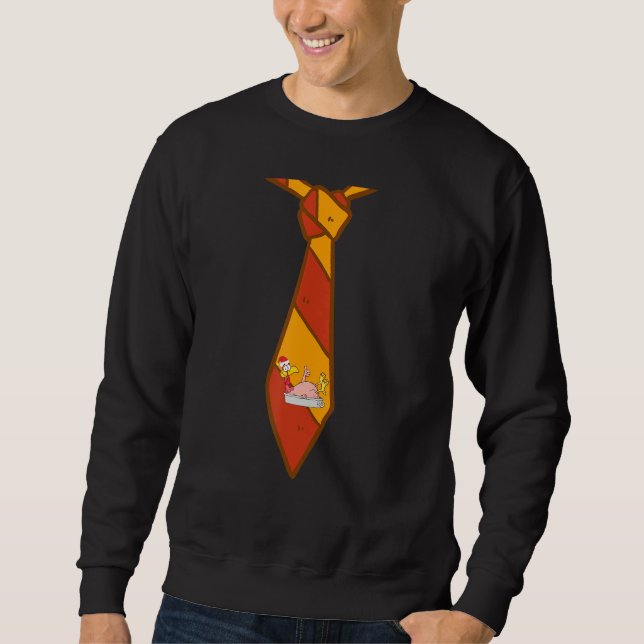 Turkey Face Tie Happy Thanksgiving Day Holiday Des Sweatshirt (Front)