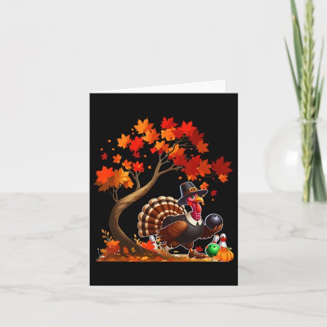 Turkey Fall Tree Thanksgiving Bowling Lover Player Card (Front)