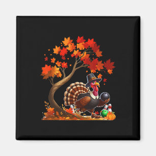 Turkey Fall Tree Thanksgiving Bowling Lover Player Magnet