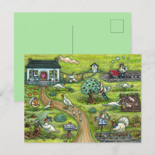 TURKEY FARM, HUMOROUS COUNTRY THANKSGIVING BIRDS HOLIDAY POSTCARD
