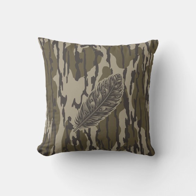 Turkey Feather Bottom Lands Camo Forest Cushion (Front)