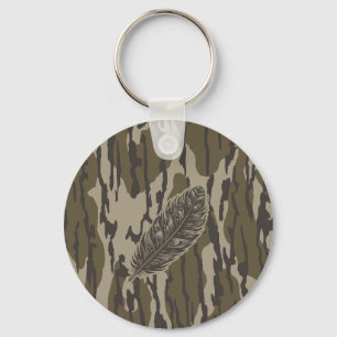 Turkey Feather Bottom Lands Camo Forest Key Ring