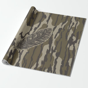 Turkey Feather Bottomland Camo Forest Camouflage Wrapping Paper