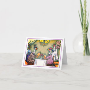 TURKEY FINE DINING, THANKSGIVING BIRD HUMOR Blank Card