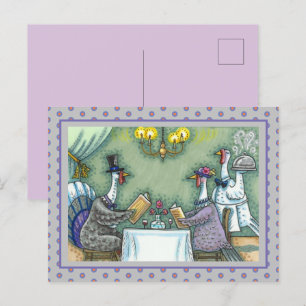 TURKEY FINE DINING, THANKSGIVING BIRD HUMOR HOLIDAY POSTCARD