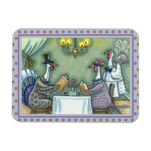 TURKEY FINE DINING, THANKSGIVING BIRD HUMOR MAGNET