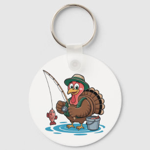 Turkey Fishing Thanksgiving Turkey Fisherman Key Ring