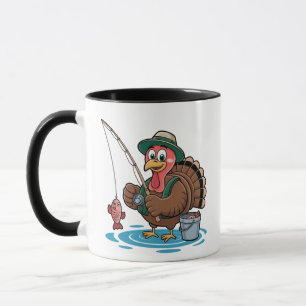 Turkey Fishing Thanksgiving Turkey Fisherman Mug