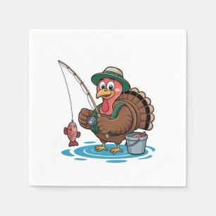 Turkey Fishing Thanksgiving Turkey Fisherman Napkin