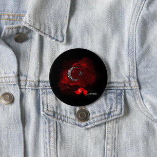 Turkey flag 7.5 cm round badge