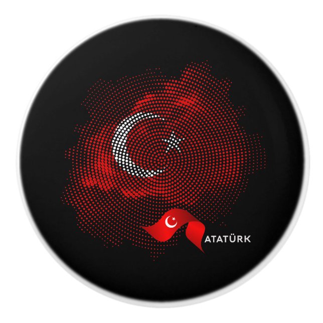 Turkey flag ceramic knob (Front)