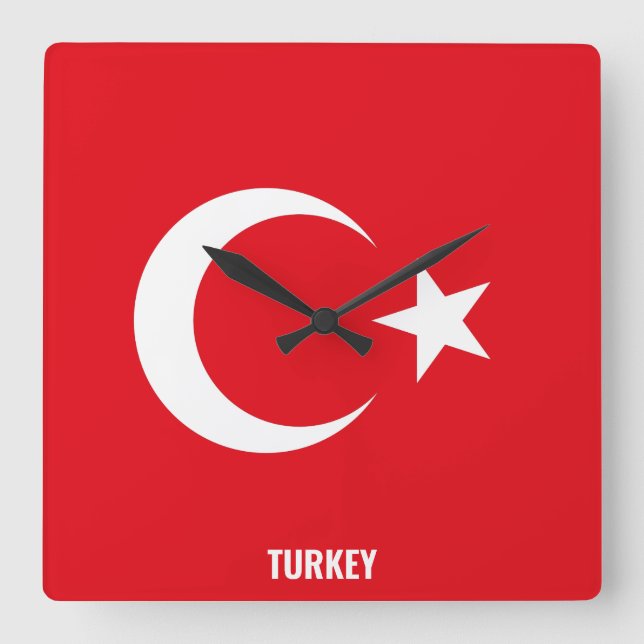 Turkey Flag Dazzling Patriotic Square Wall Clock (Front)