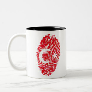Turkey Flag Fingerprint Country Pride Identity Two-Tone Coffee Mug