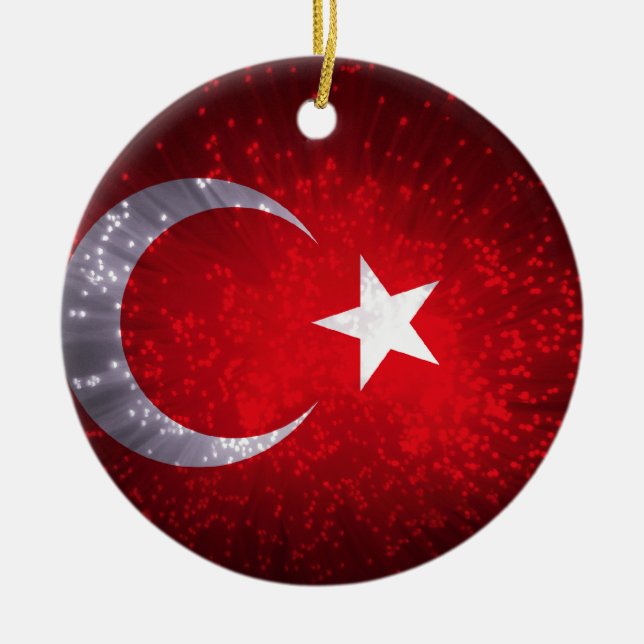 Turkey Flag Firework Ceramic Tree Decoration (Front)