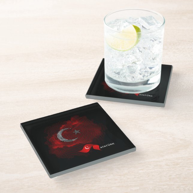 Turkey flag glass coaster (Angled)