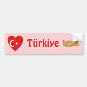 Turkey Flag Heart + Map Bumper Sticker