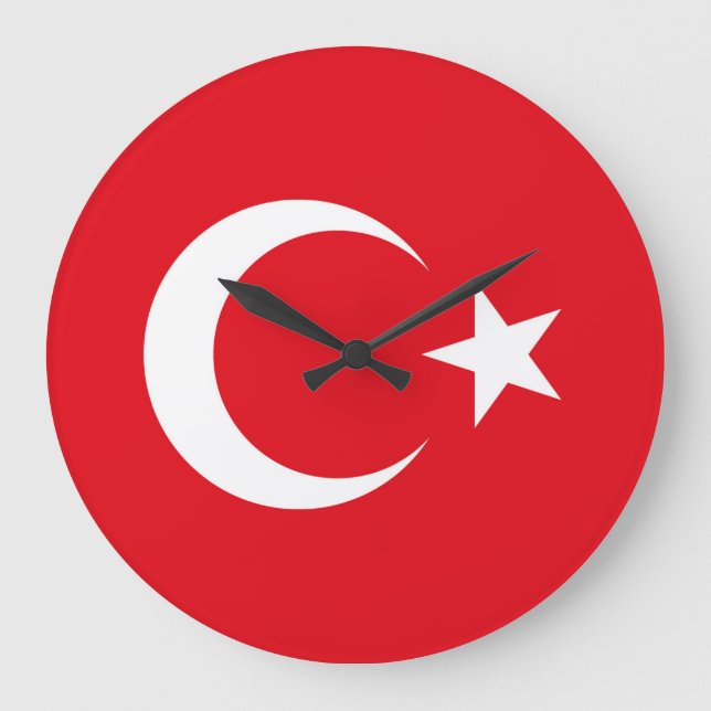 Turkey Flag Large Clock (Front)