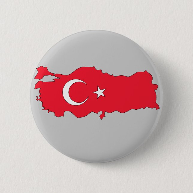 Turkey flag map 6 cm round badge (Front)